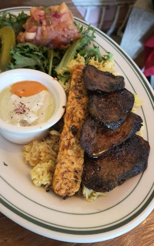 Morococo over rice - roasted tempeh and eggplant at Morococo Cafe - 모로코코 카페 in Seoul