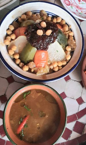 Vegan tajine with couscous and sauce at Morococo Cafe - 모로코코 카페 in Seoul
