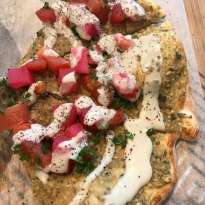 The Falafel flat bread was delicious! at Manoush'eh in Vancouver