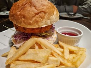 Burger with fries at AIN SOPH.Journey in Kyoto