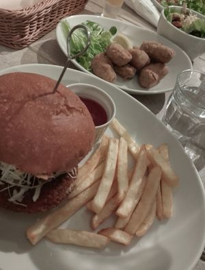 The burger and fries looked good. at AIN SOPH.Journey in Kyoto