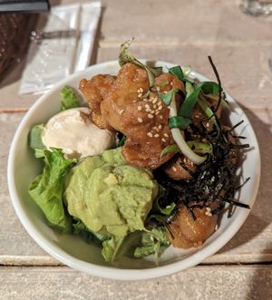 Teriyaki deep-fried soy chicken and rice at AIN SOPH.Journey in Kyoto
