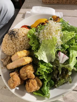 Brown rice and salad with cutlet  at AIN SOPH.Journey in Kyoto