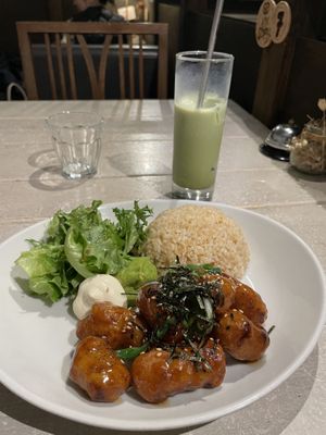 Macha latte and teriyaki soy  at AIN SOPH.Journey in Kyoto