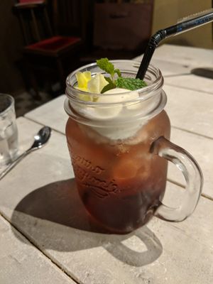 Ice cream float with raspberry soda at AIN SOPH.Journey in Kyoto