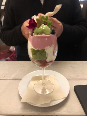 Matcha berry parfait- a taste explosion every time your spoon goes in your mout at AIN SOPH.Journey in Kyoto