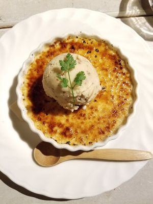 Creme brulee!!! With rum raisin ice cream!! at AIN SOPH.Journey in Kyoto