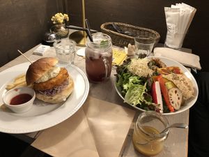 dinner - chicken burger and salad bowl at AIN SOPH.Journey in Kyoto