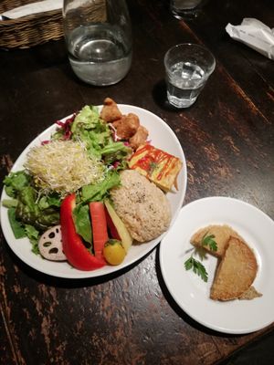 Salad/deli plate with soy cutlet side at AIN SOPH.Journey in Kyoto