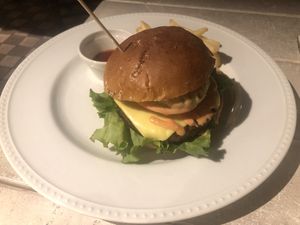  Burger and chips close up  at AIN SOPH.Journey in Kyoto