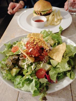 Burger and the taco salad at AIN SOPH.Journey in Kyoto
