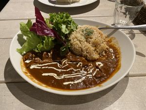 Mushroom and tomato stew with rice at AIN SOPH.Journey in Kyoto