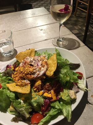 Taco salad and housemade wine  at AIN SOPH.Journey in Kyoto