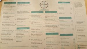 Menu at The Butcher's Son in Auckland