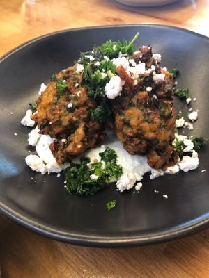 Pea & Courgette Fritter at The Butcher's Son in Auckland