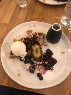 Waffle and ice cream at The Butcher's Son in Auckland