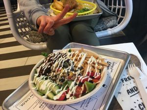 Salad (£9.95) and fish n chips (£7) at By Chloe - Covent Garden in London