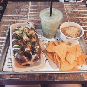 Italian meatball sub, matcha iced latte, artichoke dip  at By Chloe - Covent Garden in London