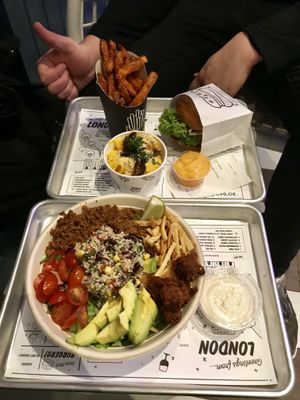 Mac and cheese, quinoa taco salad and a guacamole burger at By Chloe - Covent Garden in London