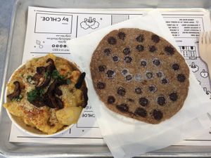 small Mac n cheese and a choc chip cookie.
The cookie was a bit harder than I expected, so ended up not finishing it at By Chloe - Covent Garden in London