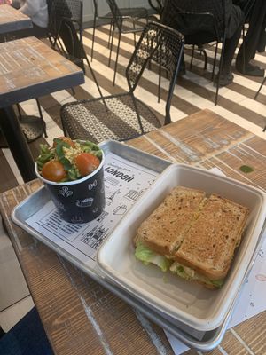 Pesto pasta and chickpea tuna sandwich  at By Chloe - Covent Garden in London