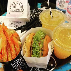 Guac burger and 50/50 fries 😋 at By Chloe - Covent Garden in London