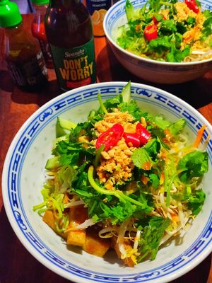 Rice noodle salad with tofu at District Tonkin in Copenhagen