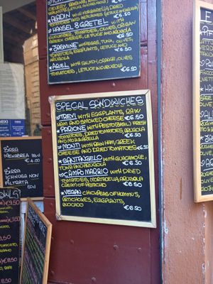 Some of the menu at Escosazio in Rome