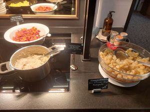 Warm porridge and apple compote at Hotel Stadthalle in Vienna