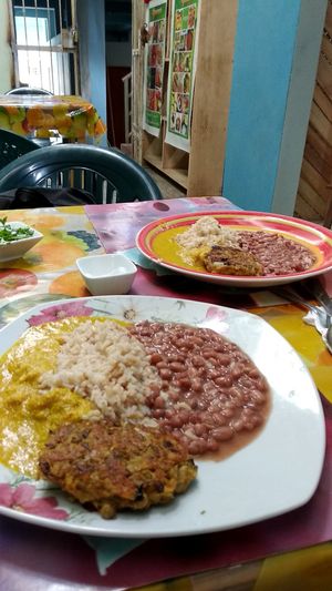 2nd course - lentil burger at Bananas in Iquitos