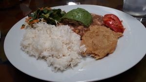 The meal of the day. at Bananas in Iquitos