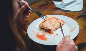 Yuca wrap/pizza with avocado cream, tomato sauce, beans & lentils.  at Bananas in Iquitos
