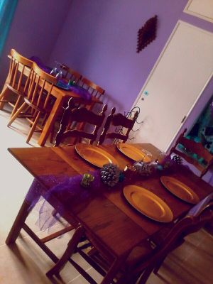 The breakfast room and evening meals serve here. at Casa Das Flores in Tomar