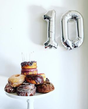 Vegan Donut Cake by me  at Johnny Doughnuts in San Francisco