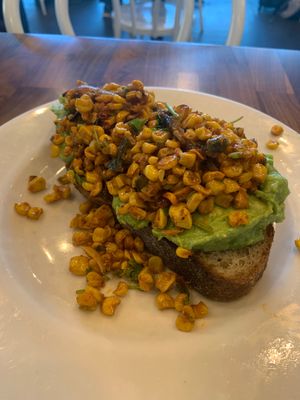 Vegan Elote Avocado Toast  at SEA - Floret in Seattle