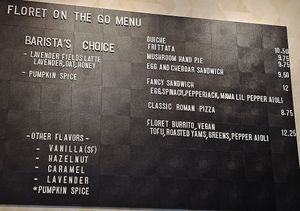 Menu at SEA - Floret in Seattle