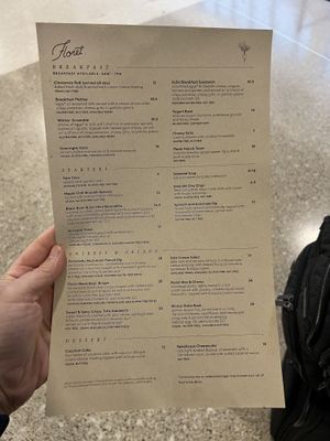 The dining menu   at SEA - Floret in Seattle