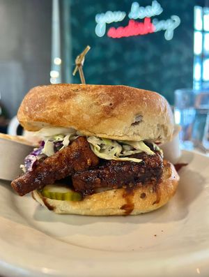 Sweet and spicy crispy tofu sandwich. YUM!  at SEA - Floret in Seattle
