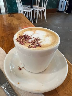Cardamom-rose oat milk lattee  at SEA - Floret in Seattle