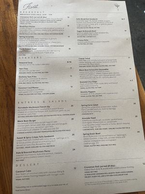 Menu  at SEA - Floret in Seattle