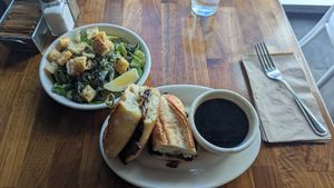 Caesar salad with French dip (all vegan, no cheese) at SEA - Floret in Seattle