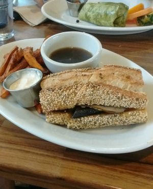 vegan French dip and yam fries at SEA - Floret in Seattle