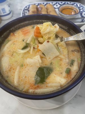 Mushroom tomyum soup  at Home Cafe Tha Tian in Bangkok