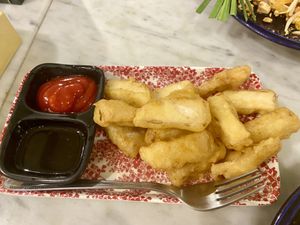 fried mushrooms   at Home Cafe Tha Tian in Bangkok