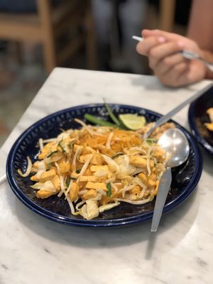 Vegan Pad Thai (no egg). Delicious!  at Home Cafe Tha Tian in Bangkok