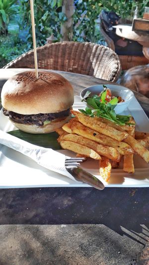 Black bean burger at Utopia in Luang Prabang