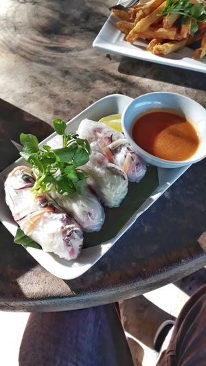 Frrsh spring rolls at Utopia in Luang Prabang