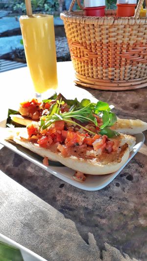 Tomato bruschetta at Utopia in Luang Prabang