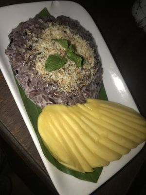 Mango sticky rice at Utopia in Luang Prabang
