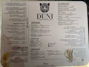 Food menu   at Duni in Minca
